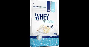 AllNutrition | Delicious | Gluten vrij Whey protein | White chocolate raspberry | 700gr 23 servings | Eiwitshake | Supplement | Mix van (blended) concentraat / isolaat | Nutriworld