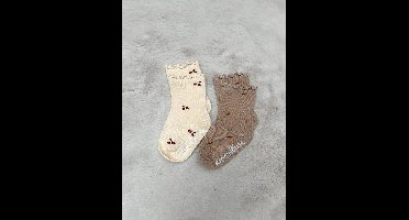Kindersokken - Babysokken - Aardetinten - Nude kleuren - Modern - Kersen - Citroen - Babyuitzet - Kraamcadeau - 1-3 jaar - Cadeau - Antislip sok
