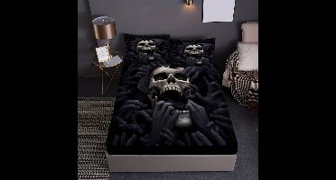 Hoeslaken schedel - kussenslopen - matrasbeschermer - onderlaken - schedels - doodshoofd - 150 x 200 cm