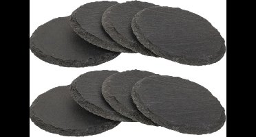 Glazenonderzetters - 16x - rond - leisteen - 10 cm - Leistenen onderzetters voor glazen en bekers