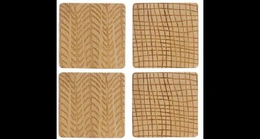 Bamboe houten glasonderzetters / onderzetters 12 stuks vierkant - onderleggers voor glazen