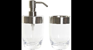 Items Zeeppompje - incl. beker - zilver - kunststof - 17 cm - badkamer accessoires