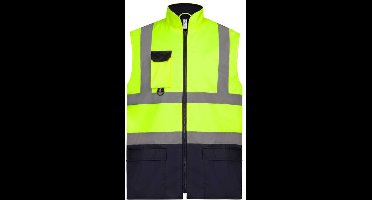 Yoko Gewatteerde bodywarmer signalisatie YHV005 - Hi Vis Yellow / Navy - M