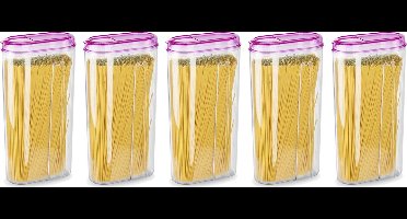 Plasticforte Voedselcontainer strooibus - 5x - roze - 2350 ml - kunststof - voorraadpotten