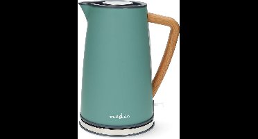 Nedis Waterkoker - 1.7 l - Roestvrij Staal / Soft-Touch - Groen - 360 graden draaibaar - Verborgen verwarmingselement - Strix-controller - Droogkookbeveiliging