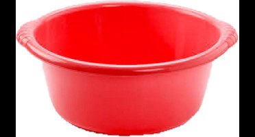 Set van 2x stuks kunststof teiltjes/afwasbakken rond 20 liter rood - Afmetingen 50 x 47 x 20 cm - Huishouden