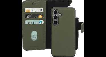Mobiparts hoesje geschikt voor Samsung Galaxy S24 - Wallet 2-in-1 Boekhoesje - MagSafe - Echt Leder - Uitneembare Case - Sterke Magneet Sluiting - Contactloos betalen - Groen