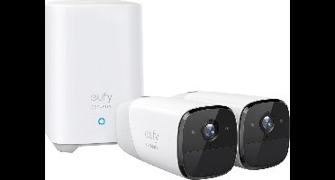 Eufy Cam 2 Pro 2K Draadloze Beveiligingsset - Inclusief Homebase en 2 Camera's - Wit