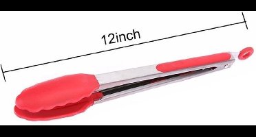 New Age Devi - Rode Siliconen BBQ-Keuken-Serveertang (20 cm)