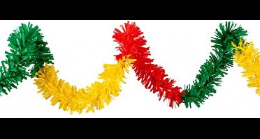 Pvc folie guirlande slinger 8cm rood geel groen stroken 5 meter BRANDVEILIG.