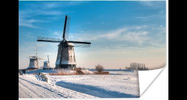 Poster Windmolens in een Nederlands landschap - 30x20 cm