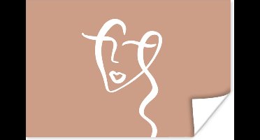 Poster Gezicht - Abstract - Wit - Bruin - 30x20 cm