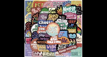 *** 50 Quote Sticker Texten mix met 50 verschillende stickers - voor Fiets, Step, Laptop, Skateboard, Koffer, Helm,etc. - van Heble® ***
