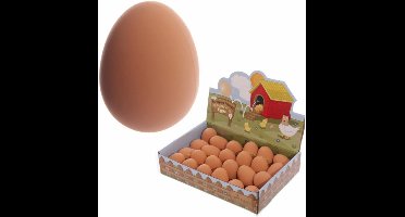 Puckator Nep stuiterend ei - 10x - rubber - bruin - 5 cm - stuiterbal fop eieren