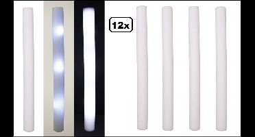 12x Foam stick LED licht wit - Holland white festival thema feest party disco led verlichting fun