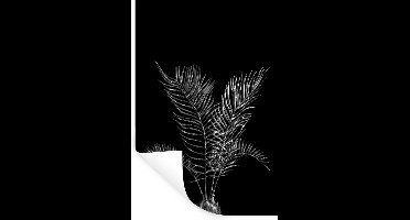 Muurstickers - Sticker Folie - Bladeren van een palm op een zwarte achtergrond - zwart wit - 20x30 cm - Plakfolie - Muurstickers Kinderkamer - Zelfklevend Behang - Zelfklevend behangpapier - Stickerfolie