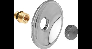 Bonfix - messing - verchroomde - ronde - gevelplaat - met stop en aansluitstuk - t.b.v. sanitaire tapkraan - 3 -4"
