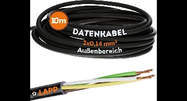 10 meter Lapp 1030200 LiYY PVC stuurstroomkabel 2x0,14 mm² zwart I LED-kabel 2 aders I datalijn I signaallijn I soldeerbare kabel