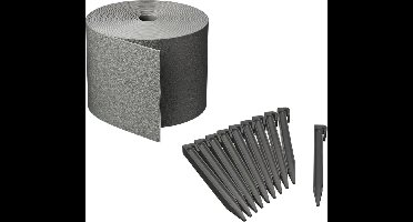 Nature - Borderrandset - H15cm x 10m - met grondpennen - grijs