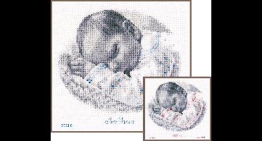 borduurpakket PN0169612 baby slaapt, geboorte (incl. blauw/rose garen)