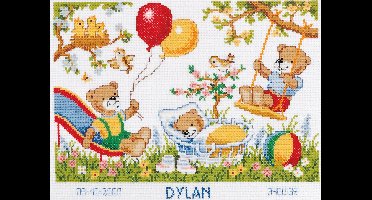 borduurpakket 70.733 buiten spelen, geboorte (incl. blauw/rose garen)