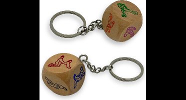 Houten Seks Dobbelsteen Sleutelhanger – Ondeugende Verrassings Gadget