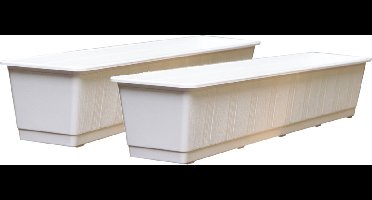 Geli Plantenbak - 2x - wit - rechthoekig - kunststof - 80 x 17,5 cm - Bloembakken/plantenbakken voor binnen/buiten
