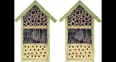 3x stuks esschert design doe-het-zelf insectenhotel/insecten nestkast - 14 x 18 x 26 cm - vlinderhuis/bijenhuis/wespenhotel