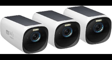 eufy Security - eufyCam 3 add-on camera - 3 PACK - Zwart en wit,Een stuk,4K draadloze Beveiligingscamera met geïntegreerd zonnepaneel-AI gezichtsherkenning