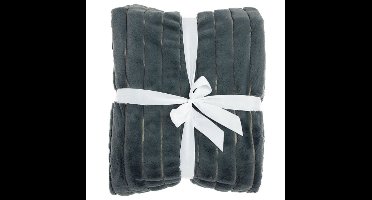 Unique Living Vent du Sud - bedsprei - fake fur bont - rib donkergrijs - 220x240cm