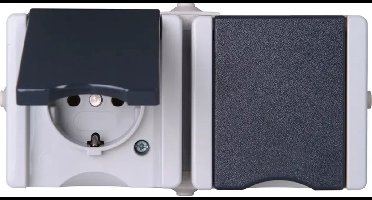 Kopp ProAQA Wandcontactdoos met klapdeksel - Opbouw - 2-voudig - Horizontaal - IP44 - Grijs