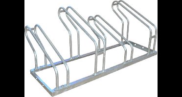 BRASQ Fietsenrek voor 4 Fietsen - Fietsenstandaard - Fietsrek - Fietsbeugel voor Vloer Inclusief bevestigingsmateriaal - Zilver