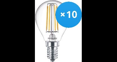 Voordeelpak 10x Philips Corepro LED Lustre E14 Kogel Filament Helder 4.3W 470lm - 827 Zeer Warm Wit | Vervangt 40W
