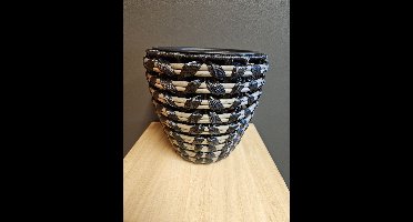 MICA DECORATIONS POT ZWART - H24XD18CM