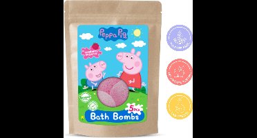 Peppa Pig Bruisballen voor Bad - Bruisballen Kind - Badbom - Bath Bombs - Bruisballen Kinderen - Badballen - Peppa Pig Speelgoed - 5 x 50 g - Frambozengeur - Vegan