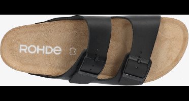Rohde Slipper Heren 2 Gespen Ergonomisch Voetbed Zwart Maat 44