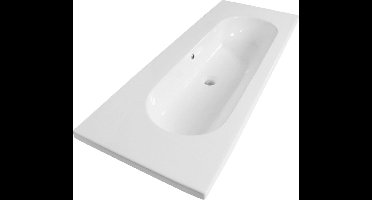 Saniclass Meubelwastafel - 120x47x3.5cm - overloop - 1 wasbak midden - zonder kraangat - keramiek - wit