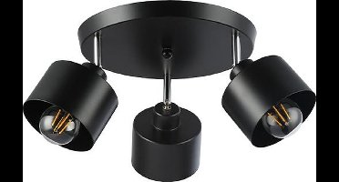 Opbouw Plafondspot | 3-Voudig | Zwart | E-27 | Ø30cm