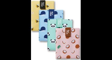 Boc’n’Roll - Voordeelset Happy Prints 4 stuks- Herbruikbaar Boterhamzakje en Snackverpakking - Sluiting met klittenband - BPA-vrij - Waterdichte binnenlaag - Wasbaar tot 60°C