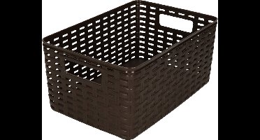 Plasticforte Opbergmand - Kastmand - rotan kunststof - donkerbruin - 10 Liter - 22 x 33 x 16 cm