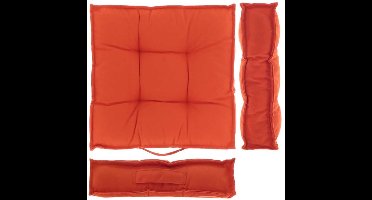 Unique Living Vloerkussen - terracotta - katoen - 43 x 43 x 7 cm - vierkant - Matraskussen/zitkussen