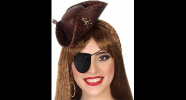 Atosa Carnaval verkleed mini hoedje voor een Piraat - bruin - diadeem - dames