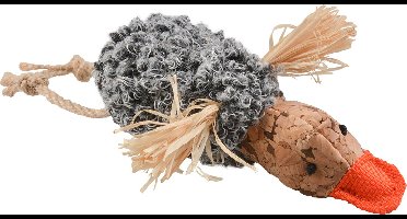 Duvoplus - Speelgoed Voor Dieren - Kat - Cork Eend Met Knisperend Lichaam 13x8x3cm Grijs - 1st