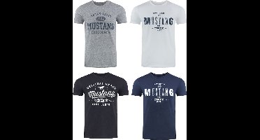 Mustang Heren T-Shirt 4-pack Mustang heren-T-shirt regular fit Veelkleurig 5XL Ronde Hals Volwassenen Opdruk Print Shirts