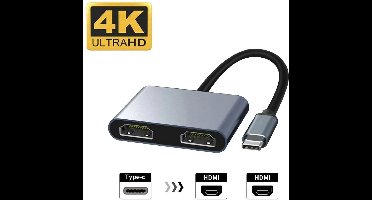 Innerlight® Connect+ USB C naar 2x HDMI Adapter - Type-C to Double HDMI converter - USB C HUB - USB C naar HDMI - Geschikt voor Apple MacBook Air en Pro - Geschikt voor Samsung - Geschikt voor Microsoft