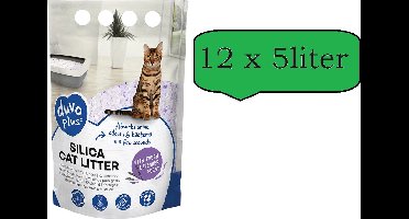 Duvo+ Premium Silica - lavendel - Kattenbakvulling - Voordeelverpakking - 12x 5L - Incl. Wol muisje