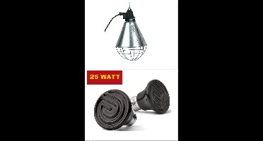 Armatuur compleet met 25 watt keramische warmtelamp- warmtelamp - broedlamp - biggenlamp - voor keramische warmtelamp - porseleinen fitting - compleet met 2.5 meter snoer
