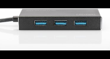 Digitus DA-70240-1 DA-70240-1 USB-hub 4 poorten USB-A USB 3.0 5 GBit/s Met aluminium behuizing Zwart