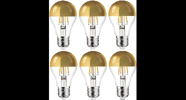 6 stuks | Ledmaxx LED kopspiegellamp goud 8W 806lm 2700K Niet-Dimbaar A60 | E27 | Extra Warm Wit | 8 watt | 15.000 Branduren