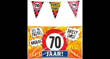 70 jaar verjaardag versiering pakket – vlag – gevelvlag – paperdreams